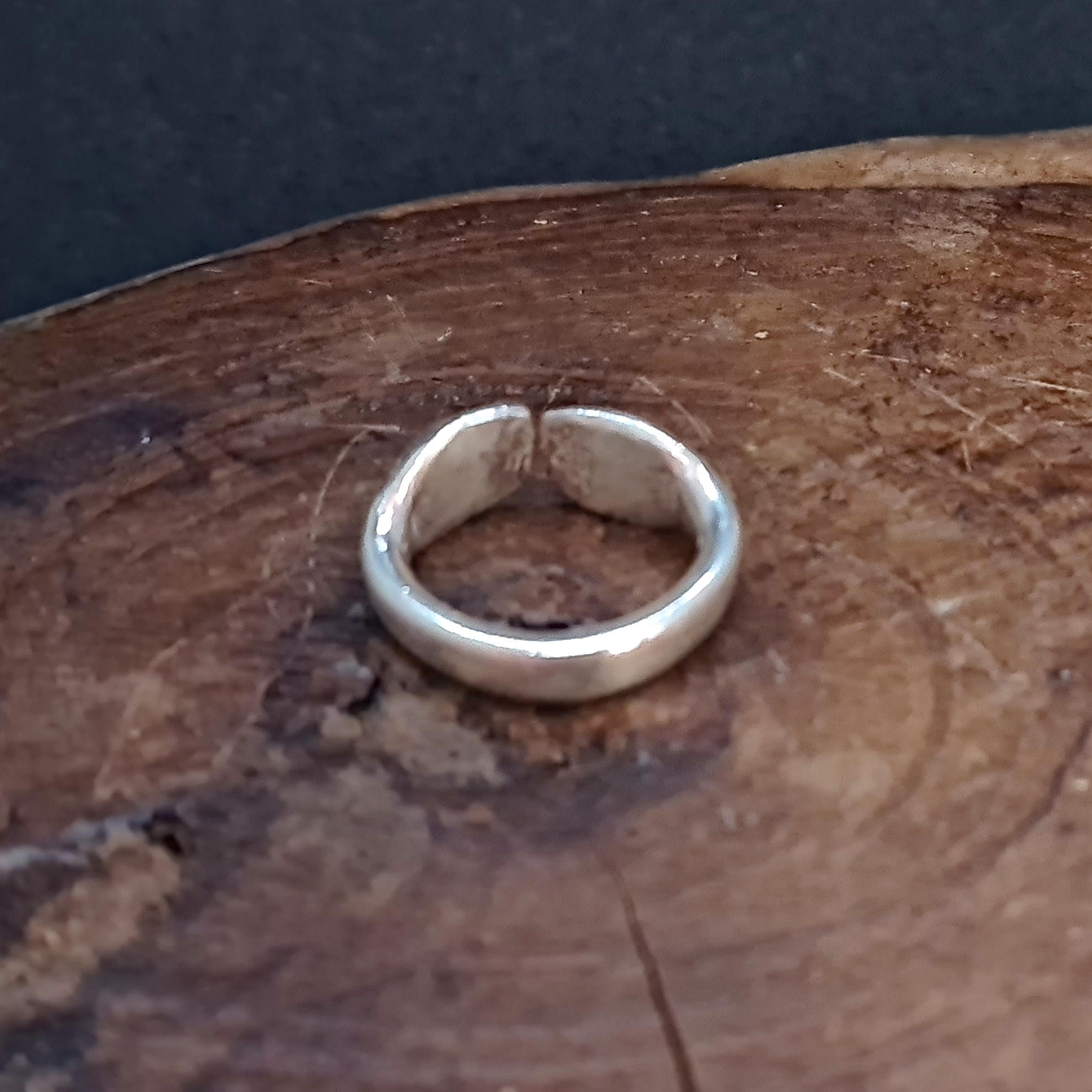 Srebrn prstan z zaključki v obliki stiliziranih kačjih glavic